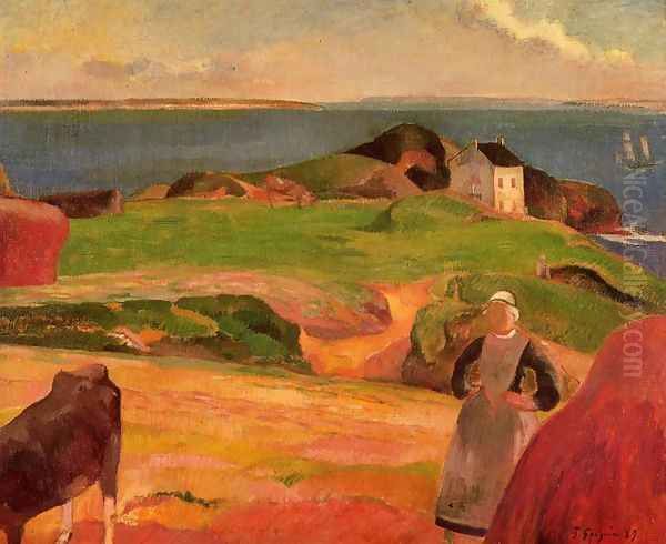 Landscape At Le Pouldu The Isolated House by Paul Gauguin