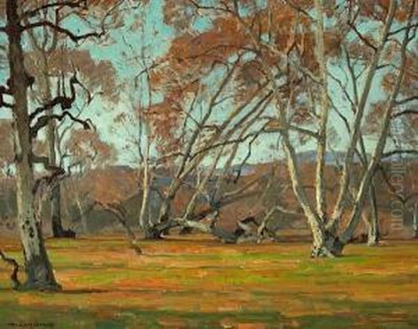 Sycamores And Wild Flowers, Believed To Be Irvine Park by William Wendt