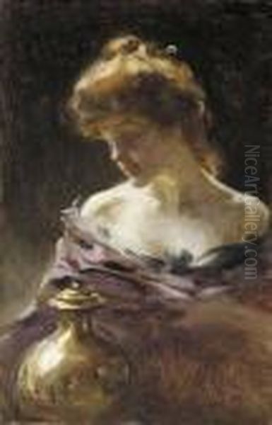 Woman With A Brass Urn by Irving Ramsay Wiles