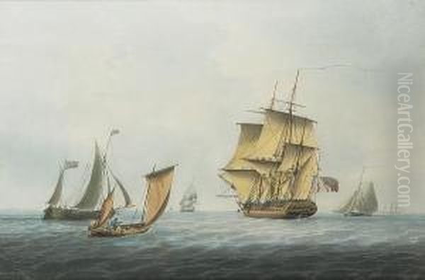 A Frigate Making Sail Offshore, Probably In Spithead by William Anderson