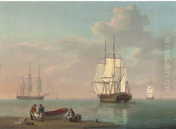 Frigates At Anchor by William Anderson