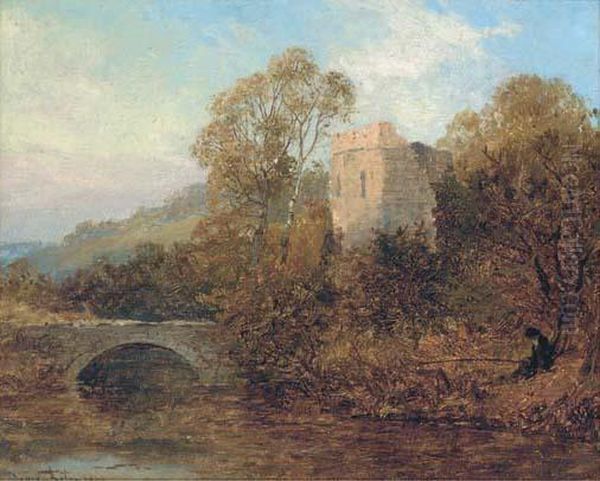 An Angler By A Castle Ruin by David Bates