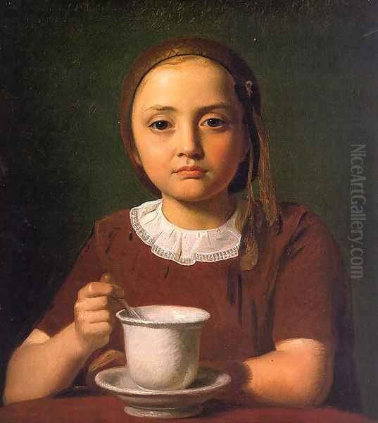 Little Girl with a Cup (Elise Kobke) 1850 by Constantin Hansen