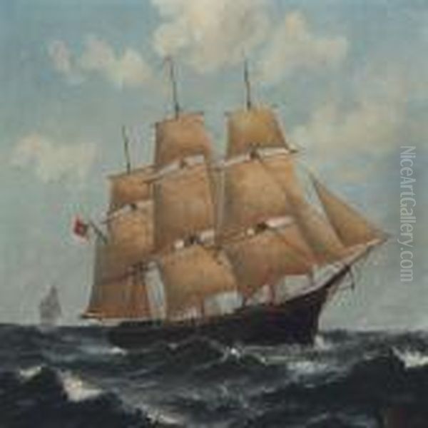 An American Clipper At Full Sails by Carl Ludwig Bille