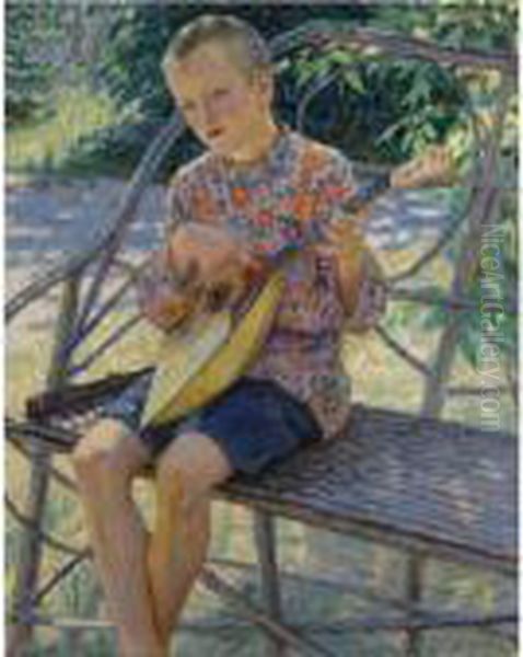 Portrait Of The Artist's Son, Klaus Ekhardt by Nikolai Petrovich Bogdanov-Belsky