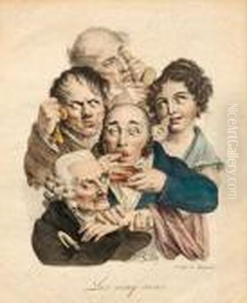 Paar Karikaturen Mit Darstellungen Der Funf Sinne Und Einer Braut by Louis Leopold Boilly