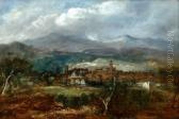 View Of Hawick Signed Oil On Board38x56cm by Samuel Bough