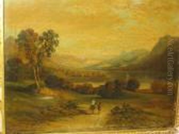 A Lakeland Landscape With Figures On A Path by Samuel Bough