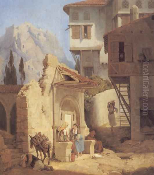 Greek Peasant Women By a Well by Peter von Hess