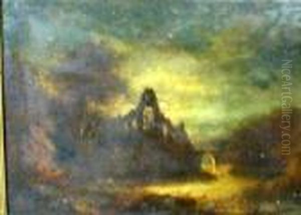 Castle Ruins By Moonlight by Henry Bright