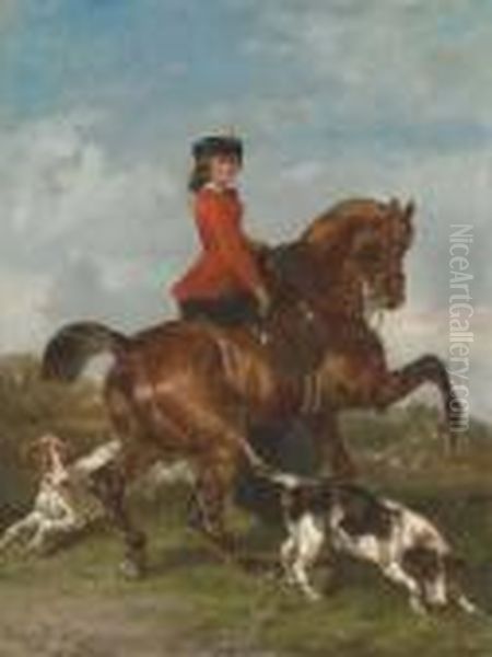 An Elegant Young Lady Out Hunting With Hounds by John Lewis Brown