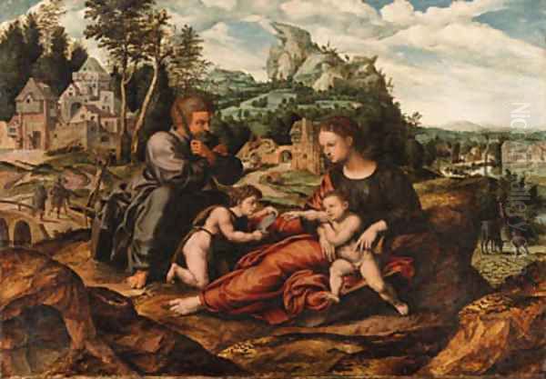 The Holy Family with the Infant Saint John the Baptist on the return from Egypt by An Sanders Van Hemessen