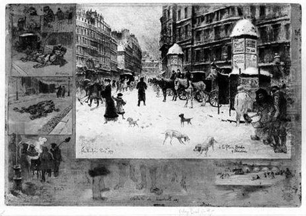 L'hiver A Paris by Felix-Hilaire Buhot