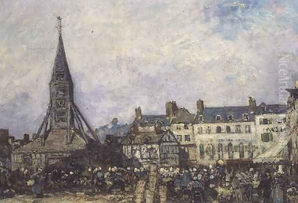 The Market at Sainte-Catherine, Honfleur by Johan Barthold Jongkind