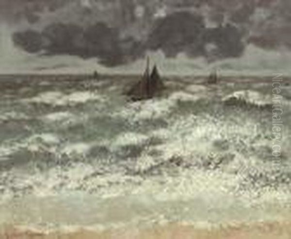 La Vague (aux Trois Barques) by Gustave Courbet