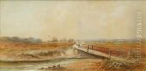 The Elderthe River 
Crossingwatercolour And Bodycolourbearssignature And Dated 1847 Lower 
Right37cm X 75cm by David I Cox