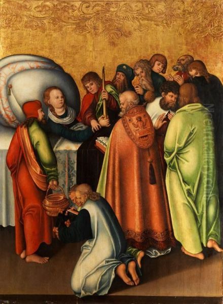 Tod Mariae Im Kreise Der Apostel by Lucas The Elder Cranach