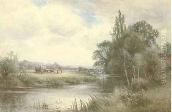 View near Evesham on the Avon, Warwickshire by Henry John Kinnnaird