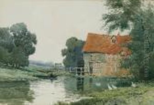 Mill On The Worcester Avon by Alfred de Breanski