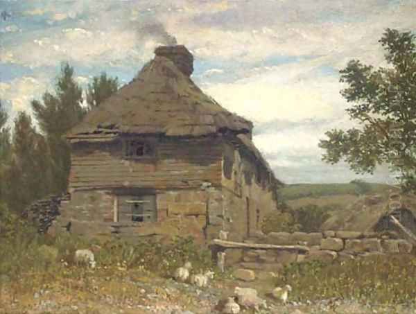 A cottage in a landscape by William Linton