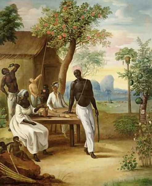 Black Slaves Seated Outside their House in Martinique by Le Masurier