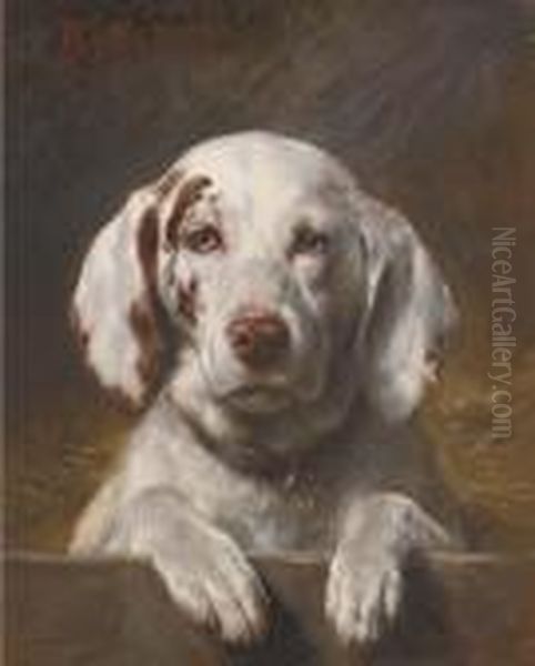 Bianco, A Hound At A Kennel Door by Otto Eerelman