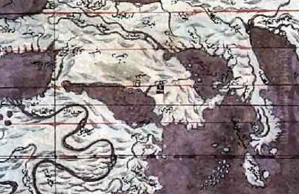 Map of the Earth Southern three peninsulas from Zubdat al Tavarikh after 1583 by Ashur Luqman-i