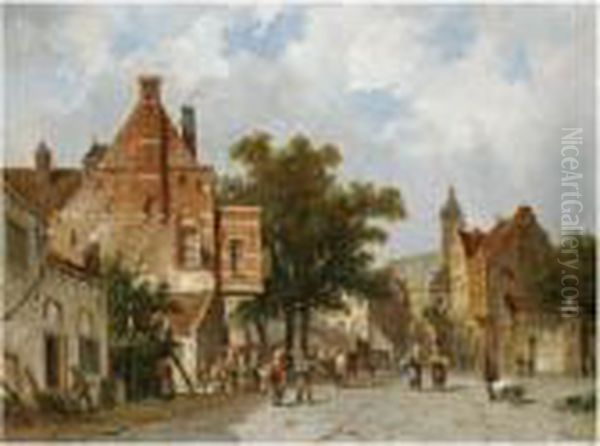 Dutch Market Square by Adrianus Eversen