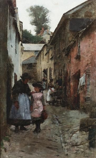 Street In Newlyn by Stanhope Alexander Forbes