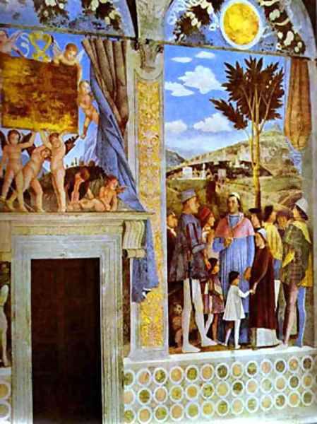 Marquess Ludovico Greeting His Son Cardinal Francesco Gonzaga Detail 2 1465-74 by Andrea Mantegna