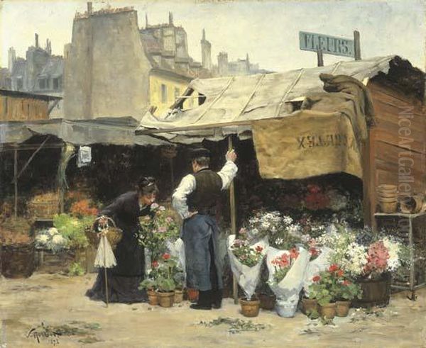 At The Flower Market by Victor-Gabriel Gilbert