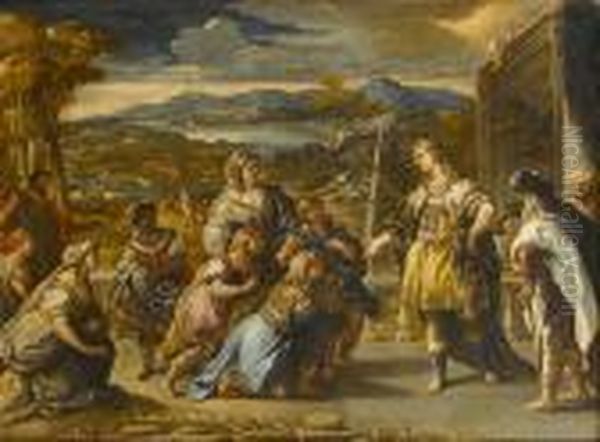 Solomon Presented To His Brothers by Luca Giordano