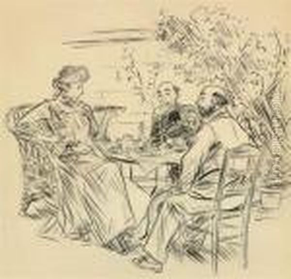 Party Of Three by William Glackens