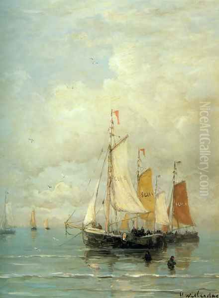 A Moored Fishing Fleet by Hendrik Willem Mesdag