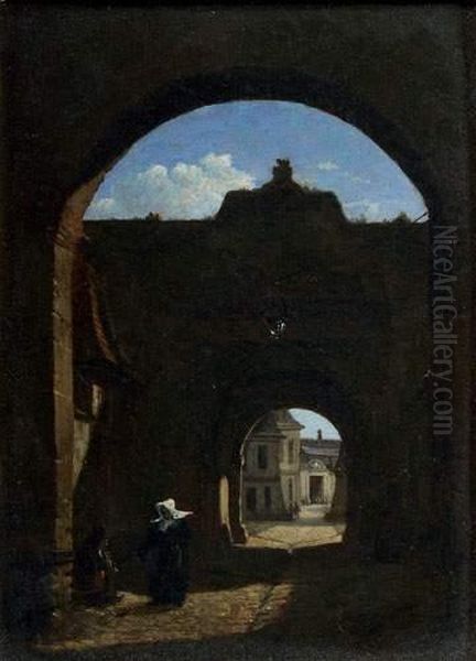 Religieuse Sous Une Arcade A Rome by Francois-Marius Granet