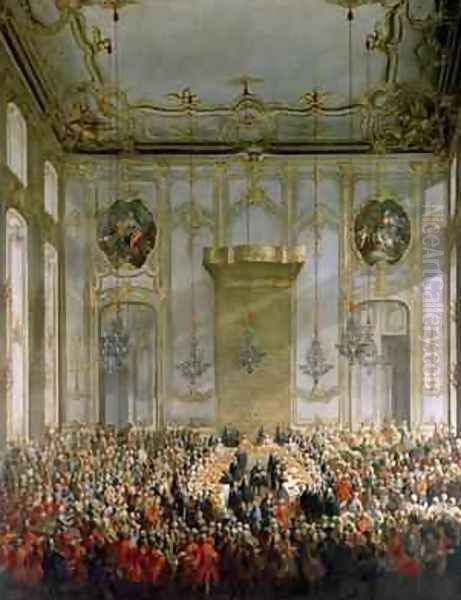 Court Banquet in the Great Antechamber of the Hofburg Palace Vienna 2 by Martin II Mytens or Meytens