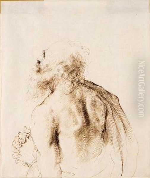 Half Length Figure Of St Jerome In Prayer by Guercino