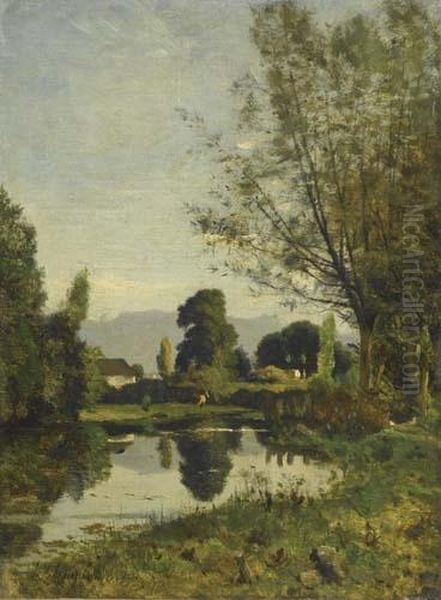 Teichlandschaft. by Henri-Joseph Harpignies