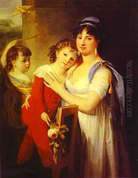 Portrait Of Anna Muravyova Apostol (1770s-1810) With Her Son Mathew (1793-1886) And Her Daughter Catherine (1794-1849) 1799 by Jean-Laurent Mosnier