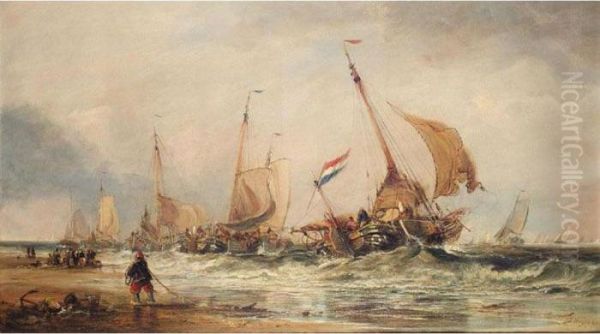 The Fishing Fleet Heading Out by Edwin Hayes