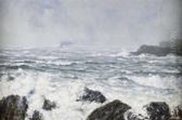 Waves Breaking On A Deserted Rocky Coast by Joseph Henderson