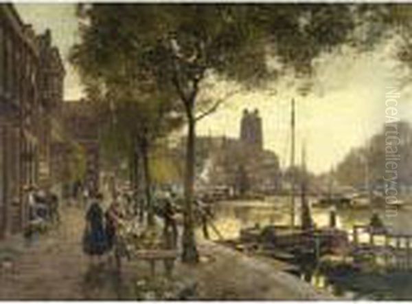 Flower Market In Amsterdam by Heinrich Hermanns