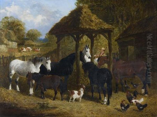 Feeding The Horses by John Frederick Herring Snr