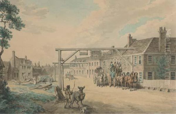 Coaches And Horses Before The White Hart Inn by Samuel Howitt