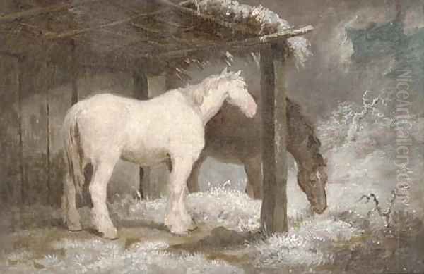 Horses on a winter's night by George Morland