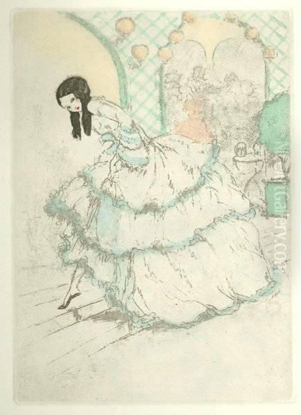 Stepping Up From La Dame Aux Camelias by Louis Icart