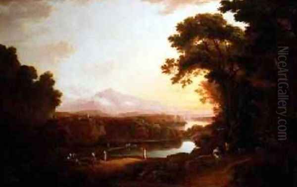 Italianate landscape with dancing peasants by Alexander Nasmyth