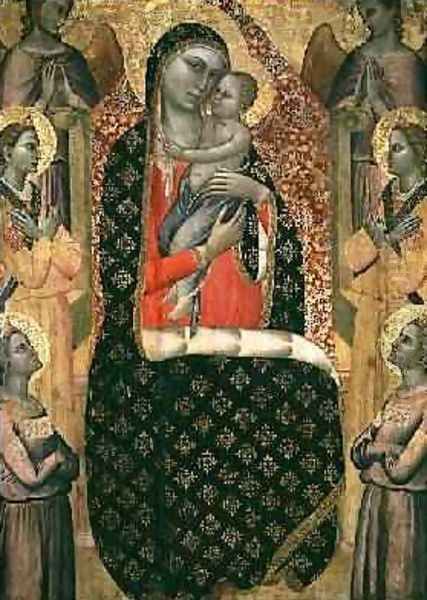 Madonna and child enthroned with six angels by Allegretto Nuzi