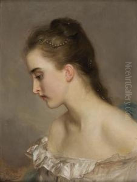 Portrait De Jeune Femme De Profil by Gustave Jean Jacquet