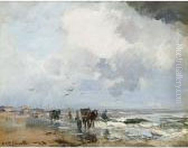 Shell Fishers On The Beach by Willem George Fred. Jansen